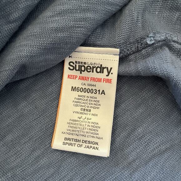 Superdry Henley Men's XL Legacy Long Sleeved Tee Blue 3 Button Cotton Cabincore - Picture 5 of 11